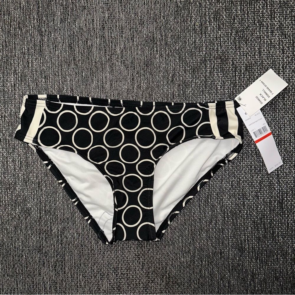 DKNY Swim Bottoms Women’s Black & Cream Hipster Bikini‎ Bottoms Size XS